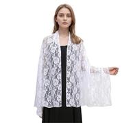 UJEDFHV Estola De Encaje Mantilla católica chal bordado Iglesia encajes chal capilla misa velo de cabeza for iglesia, oración y evento religioso(White)