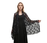 UJEDFHV Estola De Encaje Mantilla católica chal bordado Iglesia encajes chal capilla misa velo de cabeza for iglesia, oración y evento religioso(Black)