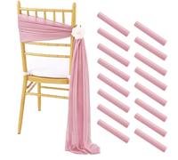 UJEDFHV Fajas para sillas de Boda 16Pcs 17x250cm Chiffon Chair Sashes 8 Set Sash Wedding Covers Sage Green Pink Ribbon Party Aisle Decor for Decoraciones de Pasillos de Bodas(16PC Pink)
