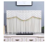 UJEDFHV Funda Para Tv Exterior Lace Embroidery Wall Mounted TV Cover Tassel Chiffon Living Room Decoration LCD Dust Protection No Need To Disassemble(Pink,110x Height 63cm)