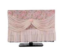 UJEDFHV Funda Para Tv Exterior Pink Tassel Lace TV Cover Soft And Breathable Chiffon Television Protective Wall Mounted Vertical Universal Dust Hood(Color 02,60x Height 90cm)