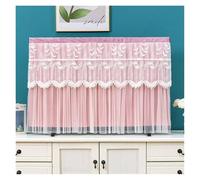 UJEDFHV Funda Para Tv Exterior TV Cover Lace Embroidery Living Room 75 Inch 85 Dust Simple Set Wall Mounted LCD Yarn Curtain(Pink,150x90cm)