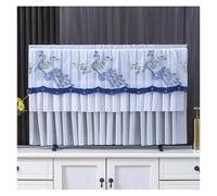 UJEDFHV Funda Para Tv Exterior TV Dust Cover Can Be Turned on Without Remove The Hanging Desktop Thin LCD Protective with Lace Simple(Color 01,88x50cm)