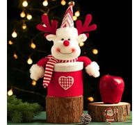 UJHKAQVGT Caja de regalo de manzana de Navidad de peluche, caja de regalo de lata de dulces de Nochebuena, modelo de alce de muñeco de nieve de Papá Noel, regalos navideños de textura hecha a mano