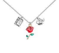 UJIMS Beauty Movies Gifts - Collar con dije de espejo y rosa, joyería para fanáticos de princesa, regalo de historia de hadas, Acero inoxidable, No es una piedra preciosa