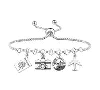 UJIMS Pulsera con dije de azafata aérea para tripulación de cabina de aviación, regalo de aviación, azafata, regalo de aviación, Estándar, Acero inoxidable, No es una piedra preciosa