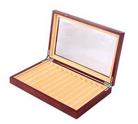 Ujjdwiurgh 1 estuche de madera con 12 rejillas para guardar bolígrafos, fuente de lujo, caja transparente para bolígrafos, organizador de colección, color rojo