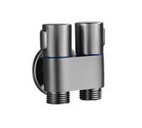 Ujjdwiurgh 1 grifo montado en la pared 1 en 2 salidas, válvula de ángulo desviador de doble control para autolimpieza (gris oscuro)