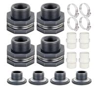 Ujjdwiurgh 1 juego de accesorios de mamparo de PVC de 3/4 pulgadas con tapones, adaptador de manguera de jardín con kit de abrazadera para tubería a granel