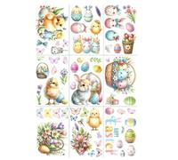 Ujjdwiurgh 1 juego de calcomanías para ventana de Pascua con diseño de conejo de dibujos animados de huevos de Pascua 2025