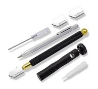 Ujjdwiurgh 1 juego de cortador de vidrio, herramienta profesional de corte de vidrio de aleación con 3 cabezales de corte y rotulador