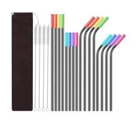 Ujjdwiurgh 1 Juego Juego de Pajitas de Acero Inoxidable, Cepillo de Pajita de Metal PortáTil con Boca de Silicona, Negro