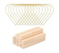 Ujjdwiurgh 10 piezas de centro de mesa de aro floral de metal de 10 pulgadas con base de madera, soporte de anillo en forma de corazón, para decoración de pared y manualidades