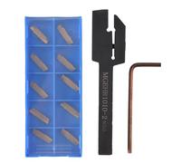 Ujjdwiurgh 10 piezas de insertos de carburo Mgmn200 cuchillas doradas + 1 soporte para herramientas de torneado Mgehr1010-2 con llave