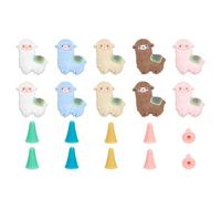 Ujjdwiurgh 10 tapones de aguja de tejer con forma de alpaca, 30 protectores de punta de aguja de tejer, tapones de silicona para tejer
