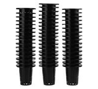 Ujjdwiurgh 100 cestas de fijación de plástico negro para jardinería, sin suelo, de malla ranurada, macetas, cubos, cestas para hidroponía