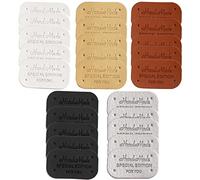 Ujjdwiurgh 100 etiquetas de piel sintética para ropa, regalo hecho a mano, etiquetas de piel sintética, etiquetas de costura, accesorios de ropa