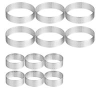 Ujjdwiurgh 12 Aros Redondos para Tarta, Aros para Tarta de Acero Inoxidable de 1,97 y 3,15 Pulgadas, Aros Perforados para Mousse de Pastel, Molde de Metal para PasteleríA