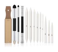 Ujjdwiurgh 13 piezas de tocón de mezcla, mezcladoras artísticas con bolígrafos de esponja de mezcla y sacapuntas de papel de lija para dibujar