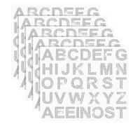 Ujjdwiurgh 170 calcomanías de letras plateadas con diamantes de imitación, 5 hojas de 34 letras con purpurina del alfabeto, color plateado