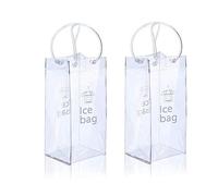 Ujjdwiurgh 2 bolsas de vino de hielo portátil transparente para fiestas, exteriores, champán, cerveza fría