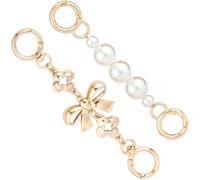 Ujjdwiurgh 2 cadenas extensoras de lazo dorado, cadenas extensoras de perlas de metal, correa de repuesto con patrón de lazo, para bolsos, bolsos