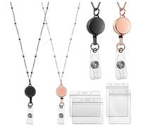 Ujjdwiurgh 2 cordones retráctiles con soporte de identificación, collar, cadena de clip para insignia, soporte impermeable - B