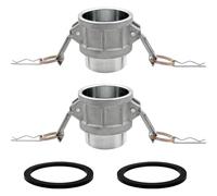 Ujjdwiurgh 2 mangueras de aluminio tipo B con ranura y 2 juntas Camlock de 2 pulgadas, enchufe de 2 pulgadas x conexión macho NPT de 2 pulgadas