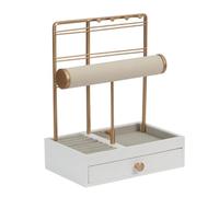 Ujjdwiurgh 2 Niveles de Gran Capacidad para Almacenamiento de Anillos y Aretes, Pulsera, Collar, Estante de ExhibicióN, Colgador de Joyas para Almacenamiento de Joyas