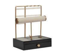 Ujjdwiurgh 2 Niveles Negro de Gran Capacidad para Almacenamiento de Anillos y Aretes, Pulsera, Collar, Estante de ExhibicióN, Colgador de Joyas para Almacenamiento de Joyas