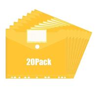 Ujjdwiurgh 20 bolsillos para carpeta de 3 anillas, sobres de plástico, carpetas de bolsillo, 11 agujeros con botón a presión