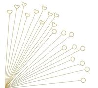Ujjdwiurgh 20 palillos dorados para tarjetas, púas florales de alambre de metal de 12 pulgadas, soporte para tarjetas de flores doradas, corazón, círculo