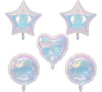 Ujjdwiurgh 24 Piezas Globo de Aluminio Transparente con Estrella Corazón Globos de Aire de Helio para Niños Adultos Cumpleaños Boda Decoración para Baby Shower