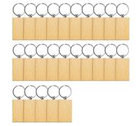 Ujjdwiurgh 25 llaveros de madera en blanco, llaveros de madera sin terminar a granel, llaveros personalizados en blanco grabados