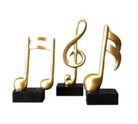 Ujjdwiurgh 3 figuras decorativas de notas musicales de resina para piano en casa, adornos de resina