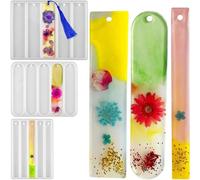 Ujjdwiurgh 3 marcapáginas de silicona con borlas, 15 cavidades rectangulares en forma de elipse, molde de resina para manualidades, fácil de instalar, fácil de usar