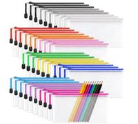 Ujjdwiurgh 36 bolsas de malla para documentos, multicolor, PVC, impermeable, bolsa de almacenamiento para suministros escolares, 12 colores
