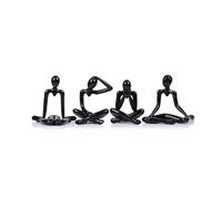 Ujjdwiurgh 4 estatuas de pensadores, decoración de estanterías, figuras de estatua de pensadores negros, esculturas de arte abstracto