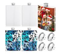 Ujjdwiurgh 4 Frascos de SublimacióN con Tapa de Metal y Embudo una Prueba de Fugas, Frascos de Acero Inoxidable de 8 Onzas, Recipientes para Frascos de Padrinos de Boda