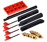 Ujjdwiurgh 4 soportes para herramientas de torneado de torno de 12 mm, DCMT, 10 piezas de mango de carburo 0702 y llave para herramienta de torneado de torno