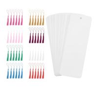 Ujjdwiurgh 48 marcapáginas de papel en blanco con borlas coloridas para regalos de bricolaje, etiquetas para hacer tu propio marcapáginas