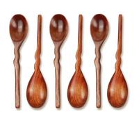 Ujjdwiurgh 6 Cucharas de Madera para Comer, Cucharas de Madera de 7,87 Pulgadas para Miel, Cucharas PequeñAs de Madera, para Sopa, Café, Ensaladas y Postres