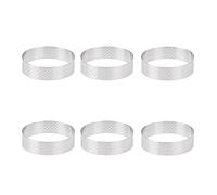 Ujjdwiurgh 6 moldes para tartaletas de acero inoxidable de 6 cm, cortadores circulares, moldes perforados para tartas, mousse