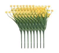Ujjdwiurgh 8 plantas UV para exteriores, 8 ramas de plástico sintético, arbustos para interiores y exteriores, maceta colgante para cocina, hogar, boda, oficina, jardín, color amarillo