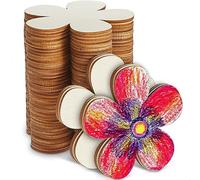Ujjdwiurgh 80 Piezas en Forma de, Astillas de Madera en, Flores Pintadas, Piezas de Madera con Grafiti, Posavasos DIY, Adornos Colgantes para Manualidades