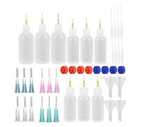 Ujjdwiurgh 9 botellas aplicadoras de pegamento, 30 ml, 50 ml, 100 ml, botellas cuentagotas exprimibles con 20 puntas de aguja romas, 8 tapas y 4 embudos