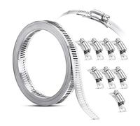 Ujjdwiurgh Abrazadera de manguera de 3,5 m, abrazadera de tornillo sin fin ajustable, color plateado, abrazadera de manguera de conducto