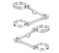 Ujjdwiurgh Abrazadera de montaje para faros delanteros de motocicleta, soporte de montaje para faros delanteros de 39 mm a 41 mm, color plateado