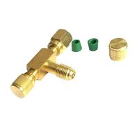 Ujjdwiurgh Adaptador en T con accesorios giratorios de rosca macho SAE de 1/4, bomba de latón macizo, válvula de servicio de refrigeración