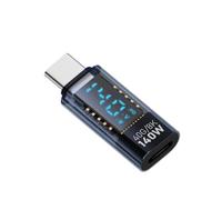 Ujjdwiurgh Adaptador USB C, Pantalla LED de Potencia, 140 W, 40 Gbps, 8 K, Extensión USB C, Conector Tipo C PD3.1, Medidor de Potencia Tipo C, Azul